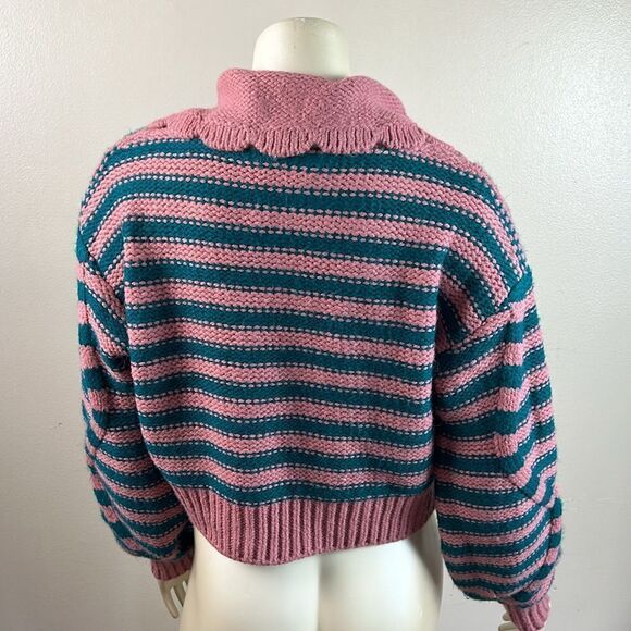 NEW ZARA striped cable knit cropped sweater size small woman’s fall - Picture 8 of 12